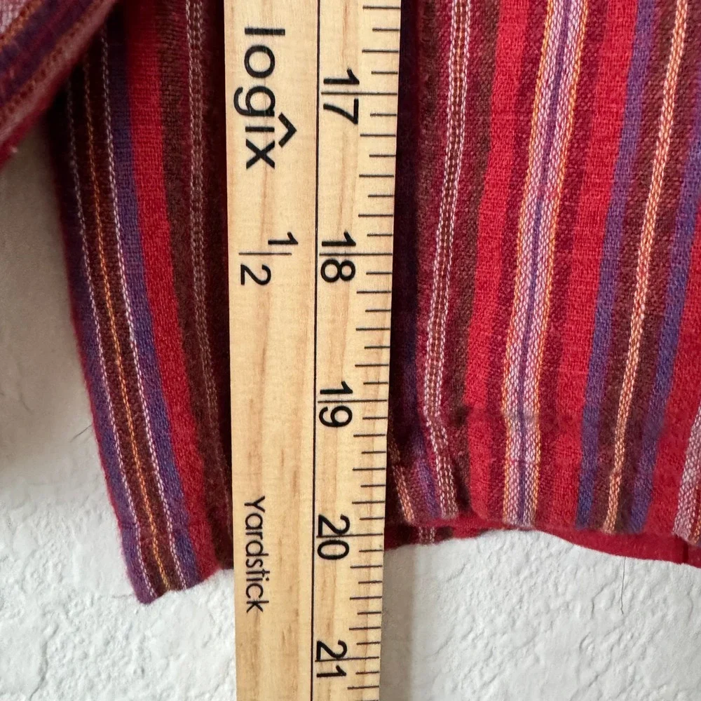 American Eagle Red Striped Wide Leg Culottes Cotton Linen Paperbag Waist Pants M